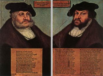 Lucas Il Vecchio Cranach : Portraits of Johann I and Frederick III the wise